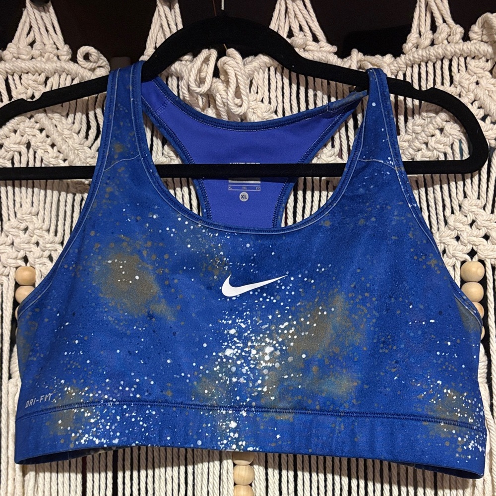 Nike Pro Women's Splatter Print Blue Sports Bra XL